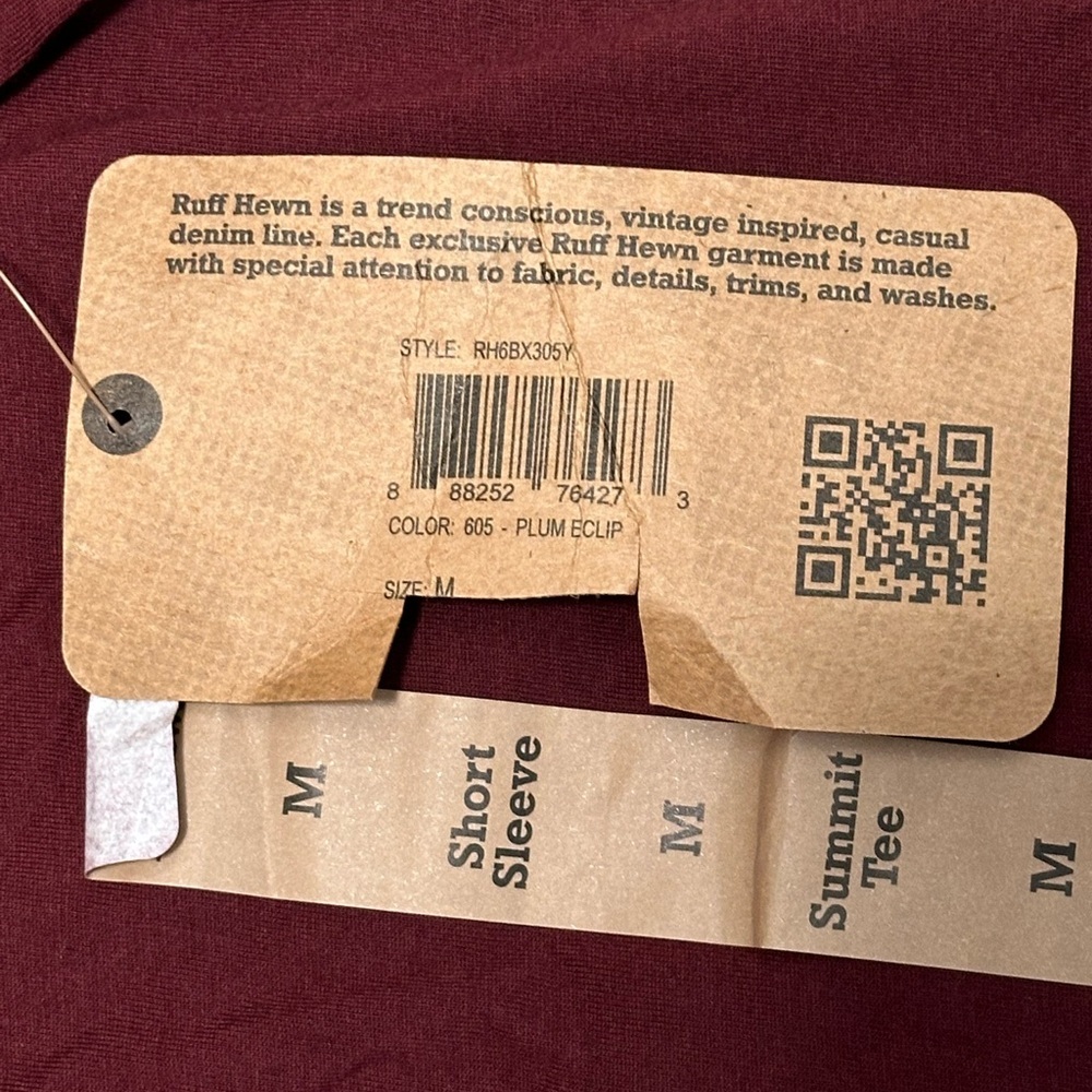 Men’s Ruff Hewn RH Medium Crew Neck Short Sleeve T-Shirt Top Tee Burgundy NWT - Picture 7 of 7